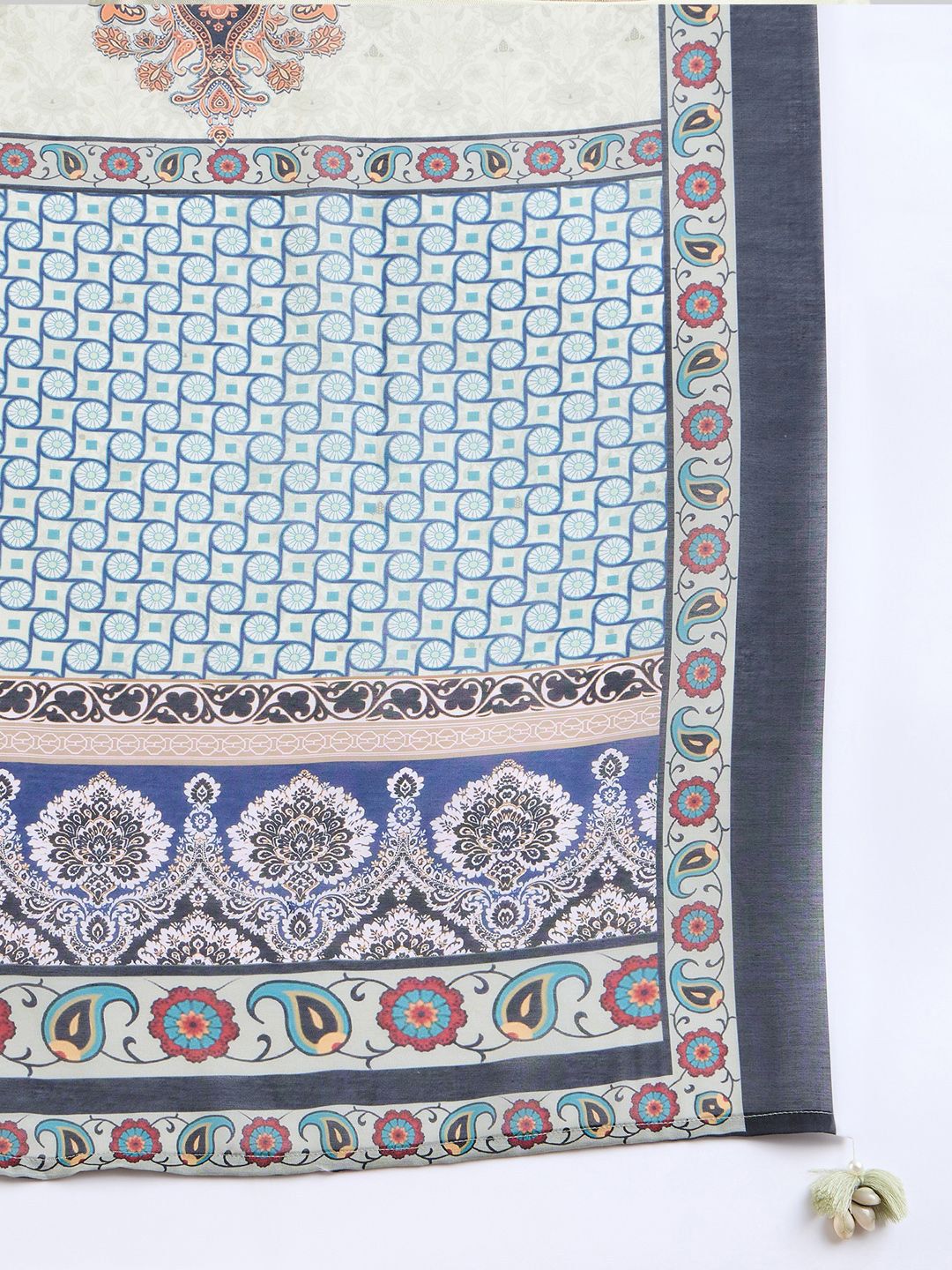 Dhiyona IE Green Floral Printed Straight Kurta with Trousers & Dupatta