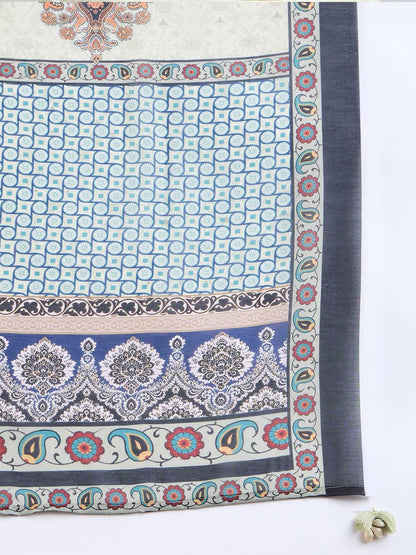 Dhiyona IE Green Floral Printed Straight Kurta with Trousers & Dupatta