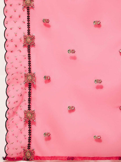 Floral Embroidered Round Neck Three-Quarter Sleeves Thread Work Kurta Set