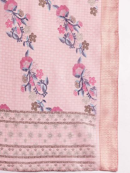 Dhiyona IE Floral Embroidered Thread Work Kurta with Trousers & With Dupatta
