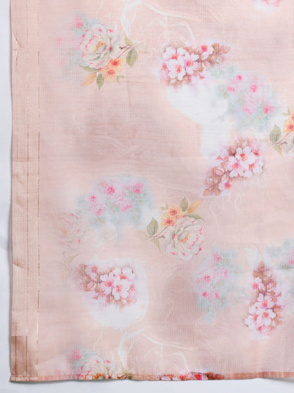 Dhiyona IE Women Floral Embroidered Thread Work Cotton Kurta with Trousers & With Dupatta