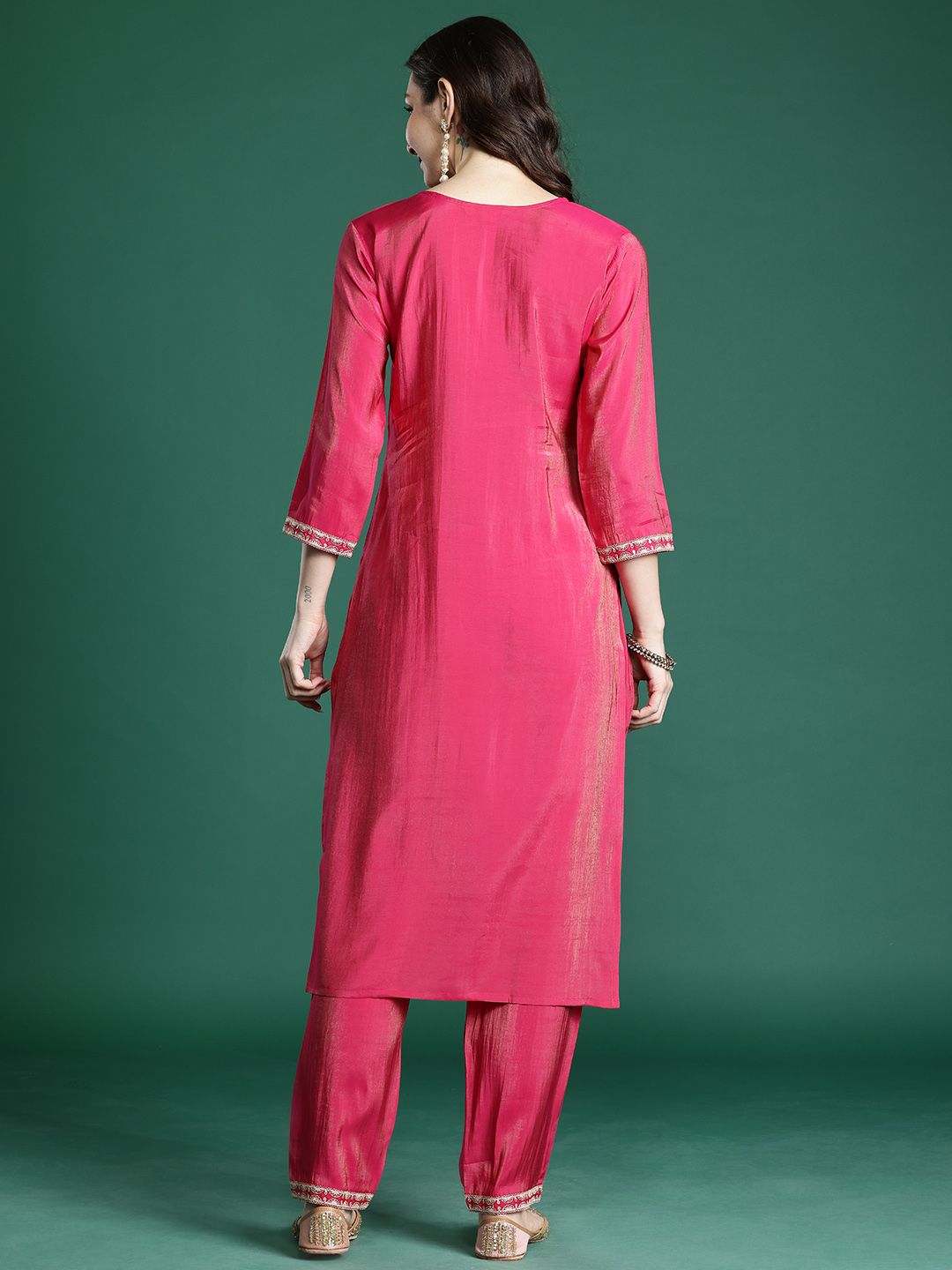 Ethnic Motifs Embroidered Regular Kurta with Trousers