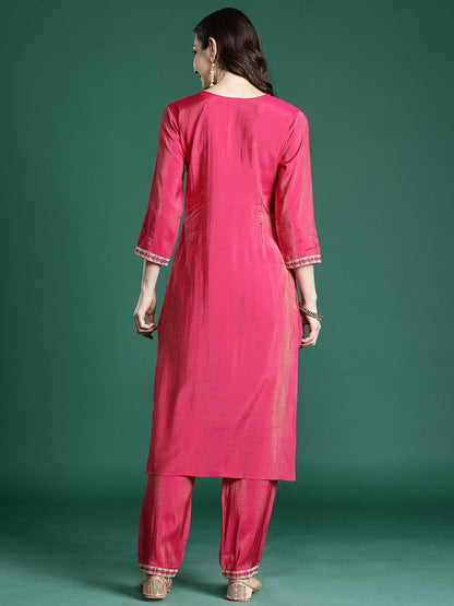 Ethnic Motifs Embroidered Regular Kurta with Trousers
