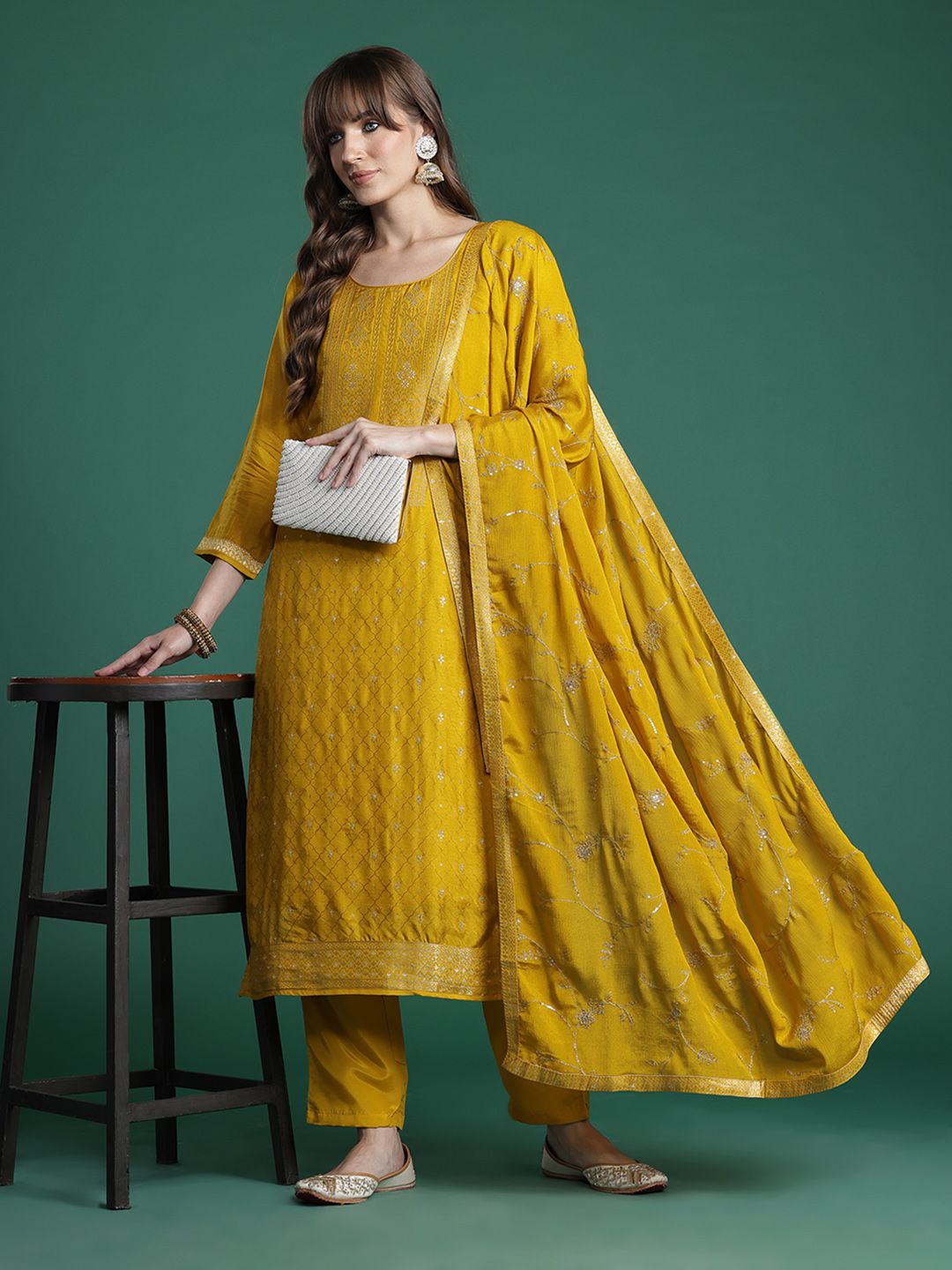 Ethnic Motifs Printed Kurta with Trousers & Dupatta