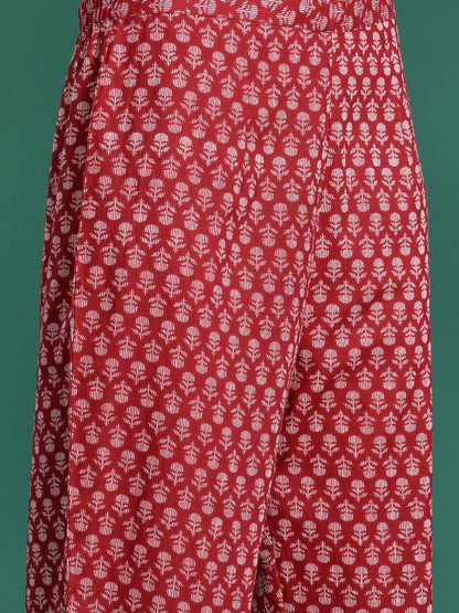 Dhiyona IE Paisley Printed Mirror Work Pure Cotton Kurta with Trousers