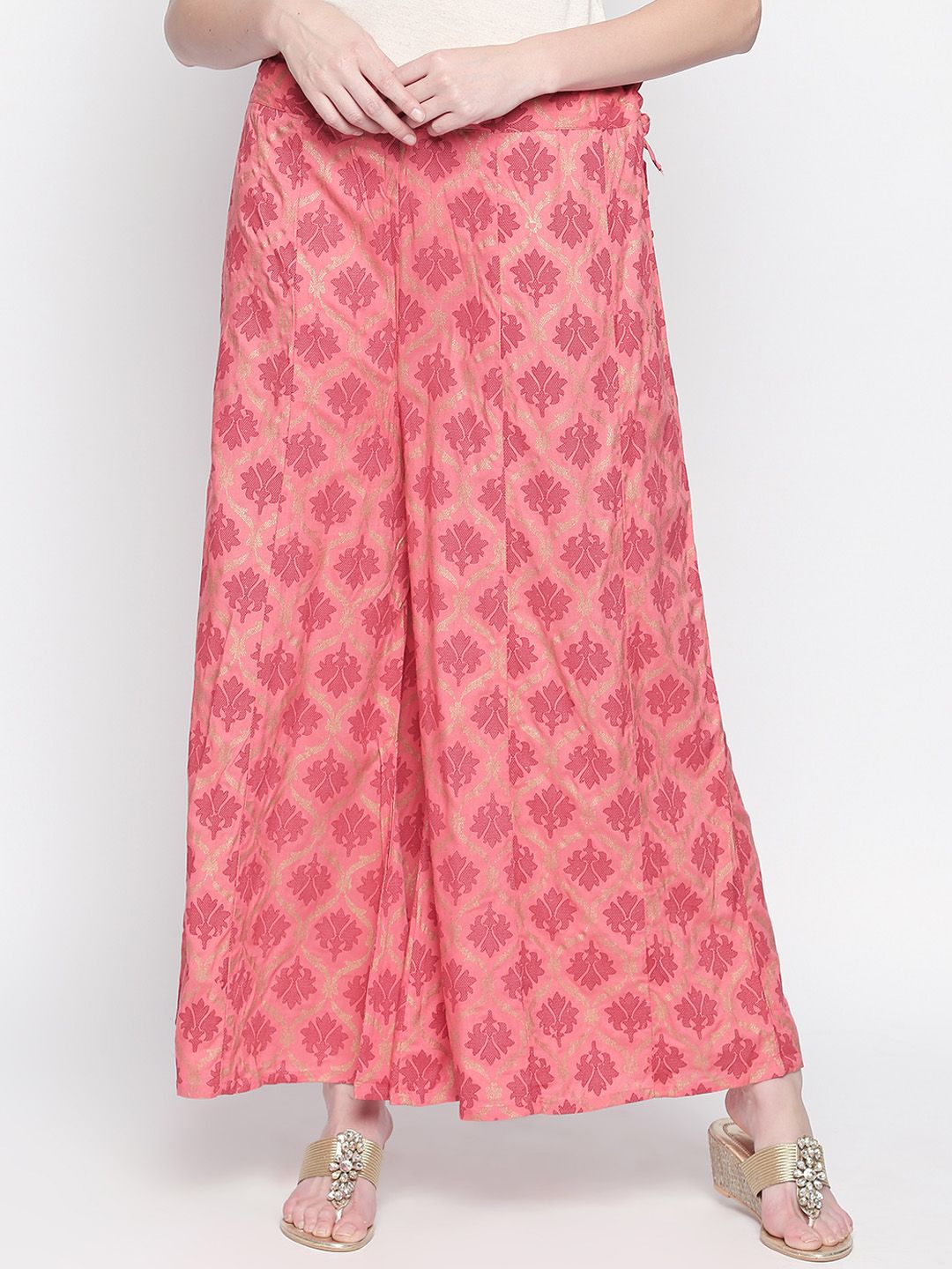 Dhiyona IS Women's Women Pink Printed Kurti with Palazzos