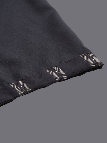 Floral Embroidered Pure Cotton Straight Kurta With Palazzos & Dupatta