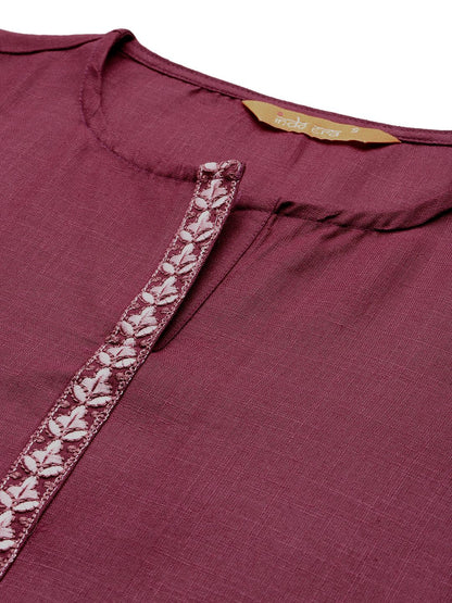 Ethnic Motifs Yoke Design Thread Work Kurta with Trousers & With Dupatta