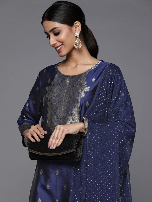 Dhiyona VA Women's Blue Kurta with Trousers & With Dupatta