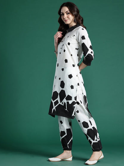 Geometric Printed Regular Pure Cotton Kurta with Palazzos