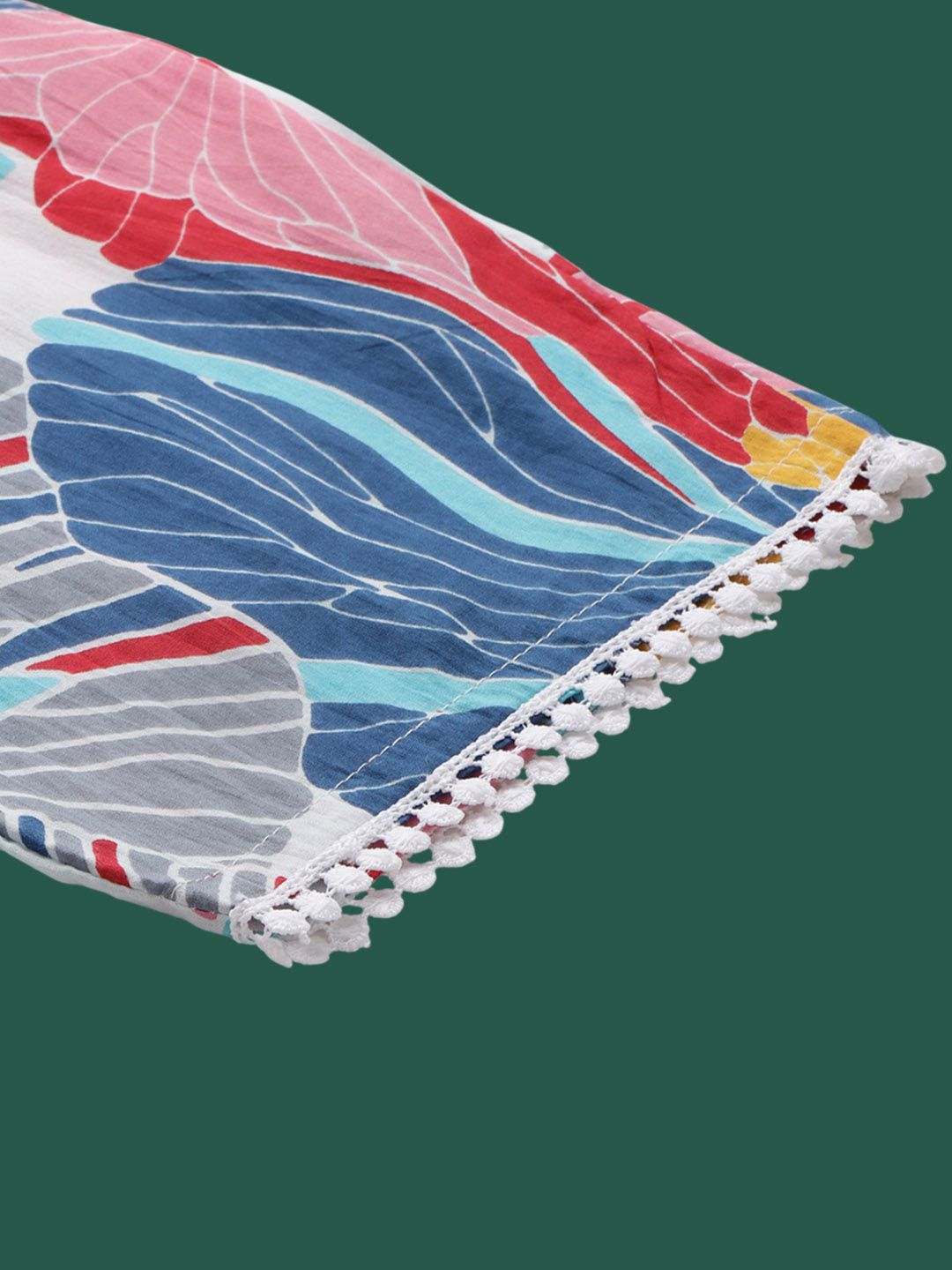 Floral Printed V-Neck Straight Pure Cotton Kurta With Trousers