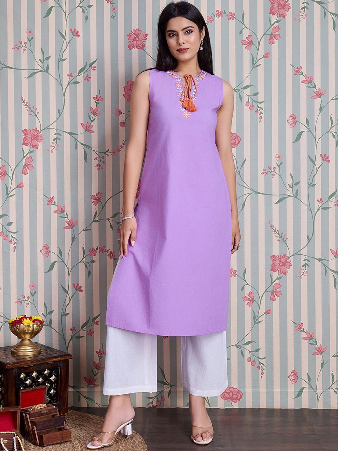 Dhiyona OD  Pure Cotton Straight Kurta with Palazzos