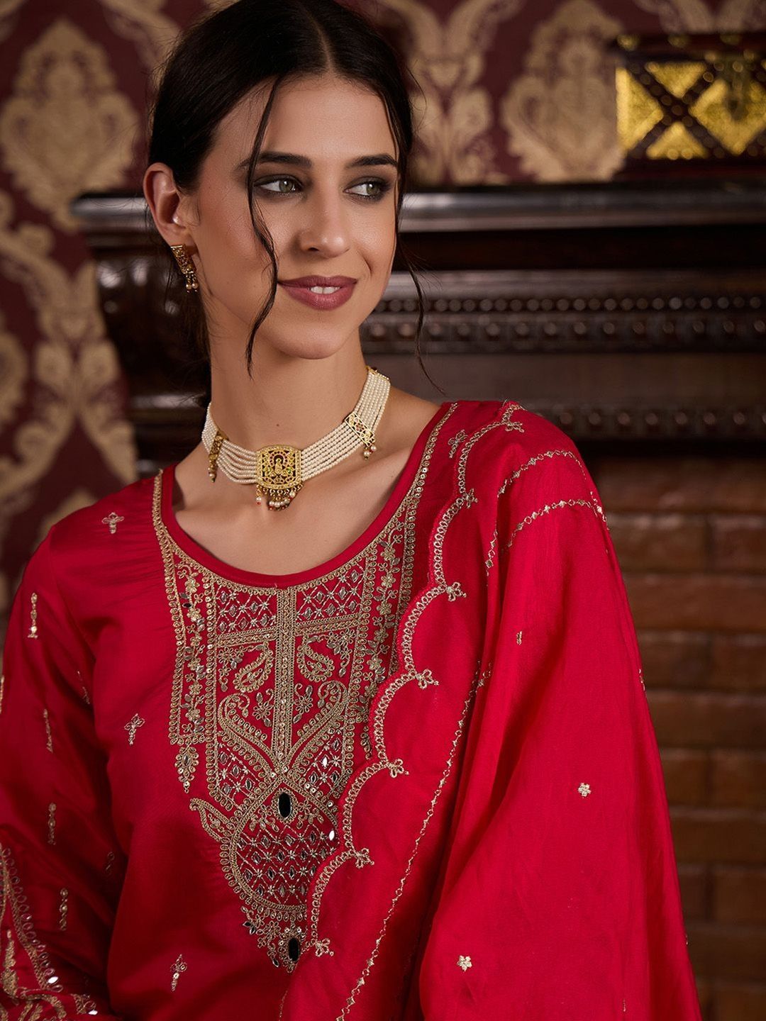 Dhiyona CH Embroidered Kurta with Salwar and Dupatta