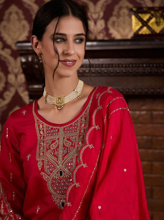 Dhiyona CH Embroidered Kurta with Salwar and Dupatta