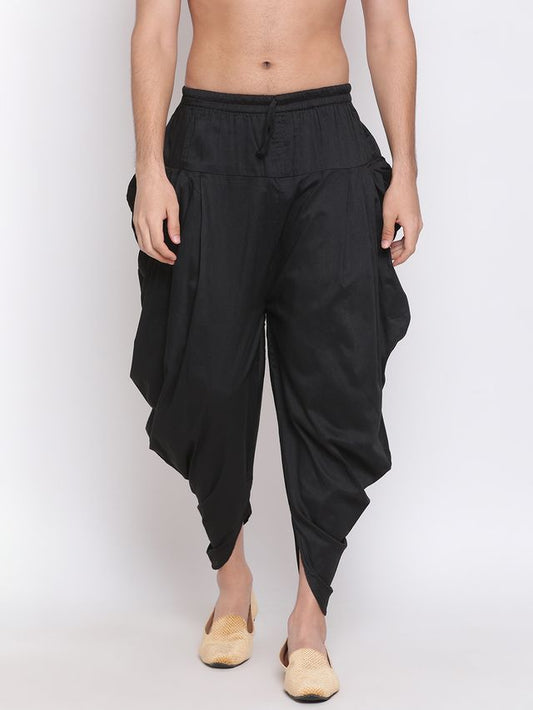 Men's Black Silk Blend Straight Dhoti