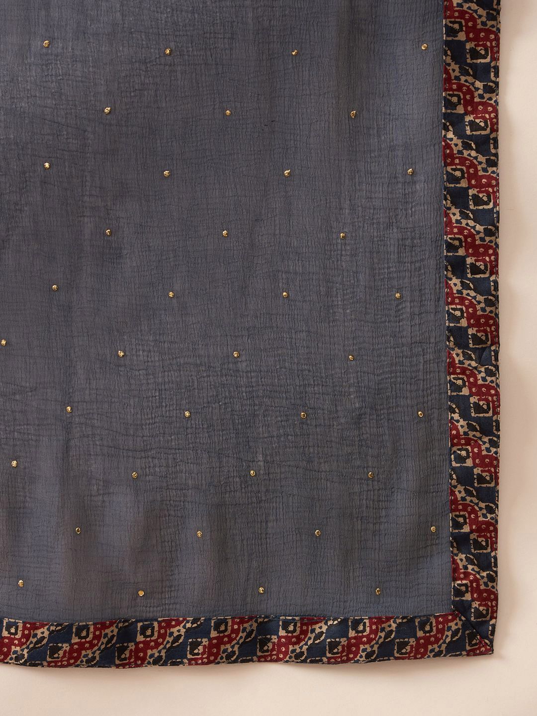 Ethnic Motifs Printed Pure Cotton Straight Kurta With Trousers & Dupatta