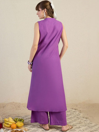 Women Ethnic Motifs Embroidered Regular Thread Work Pure Cotton Kurta with Trousers