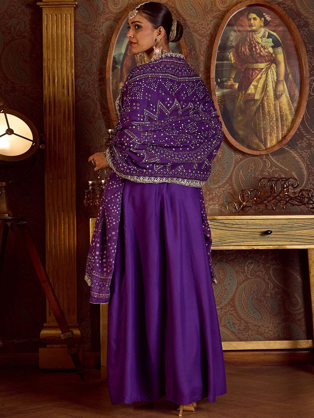 Dhiyona IE Ethnic Motifs Embroidered Sequinned Kurta with Trousers & Dupatta