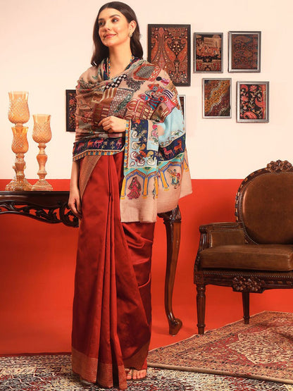 Dhiyona PA Tribal Embroidered Naqqashi Pure Wool Shawl