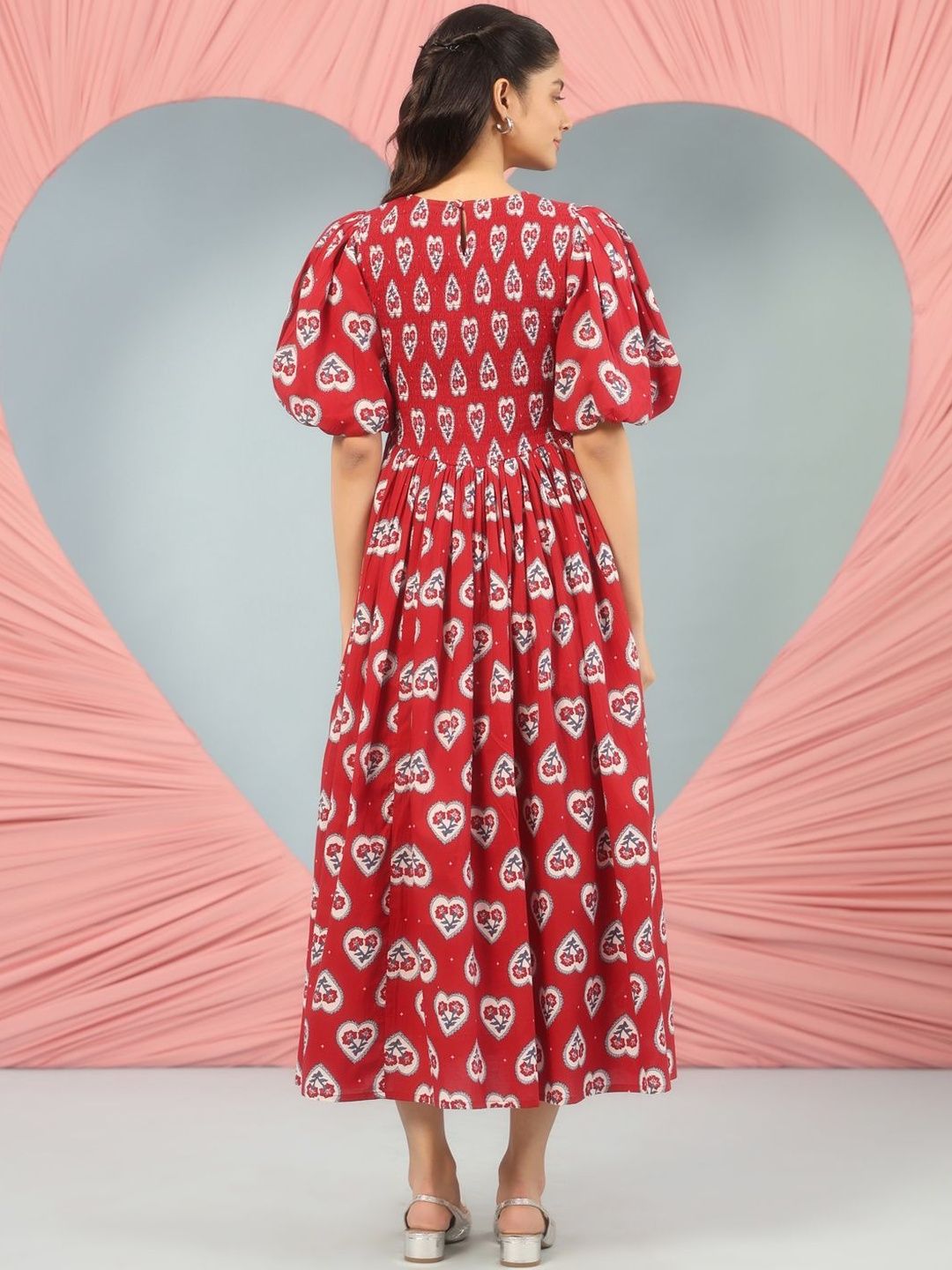 Dhiyona AY Women's Printed Cotton Fit & Flared Maxi Ethnic Dresses