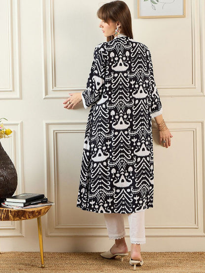 Dhiyona IE Abstract Printed Pleated A-Line Kurta