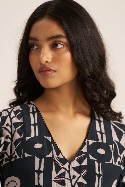 Women's Black Cotton Kurta