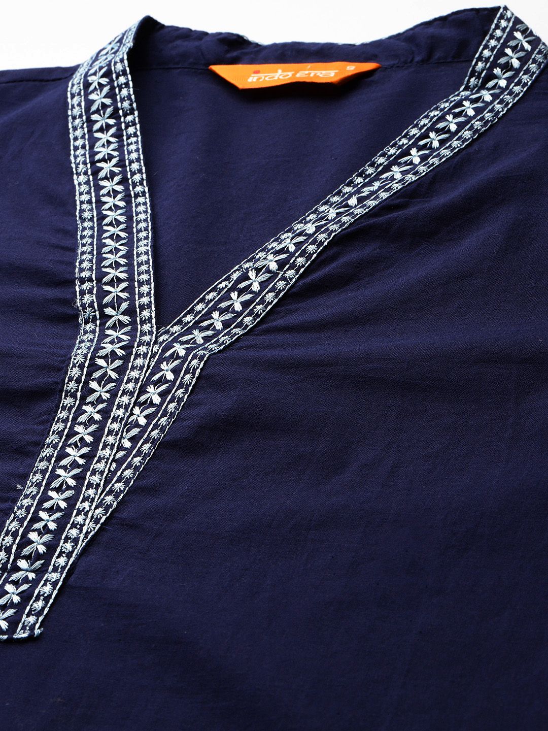 Floral Embroidered Pure Cotton Kurta with Trousers