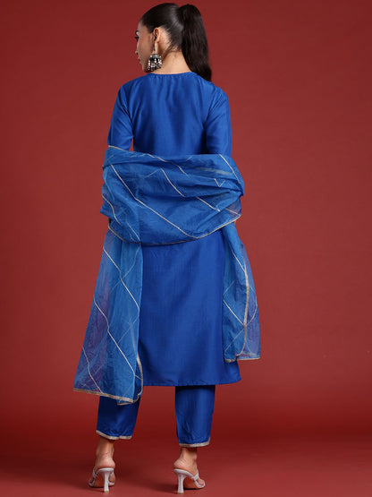 Yoke Design Zardozi Kurta With Trousers & Dupatta
