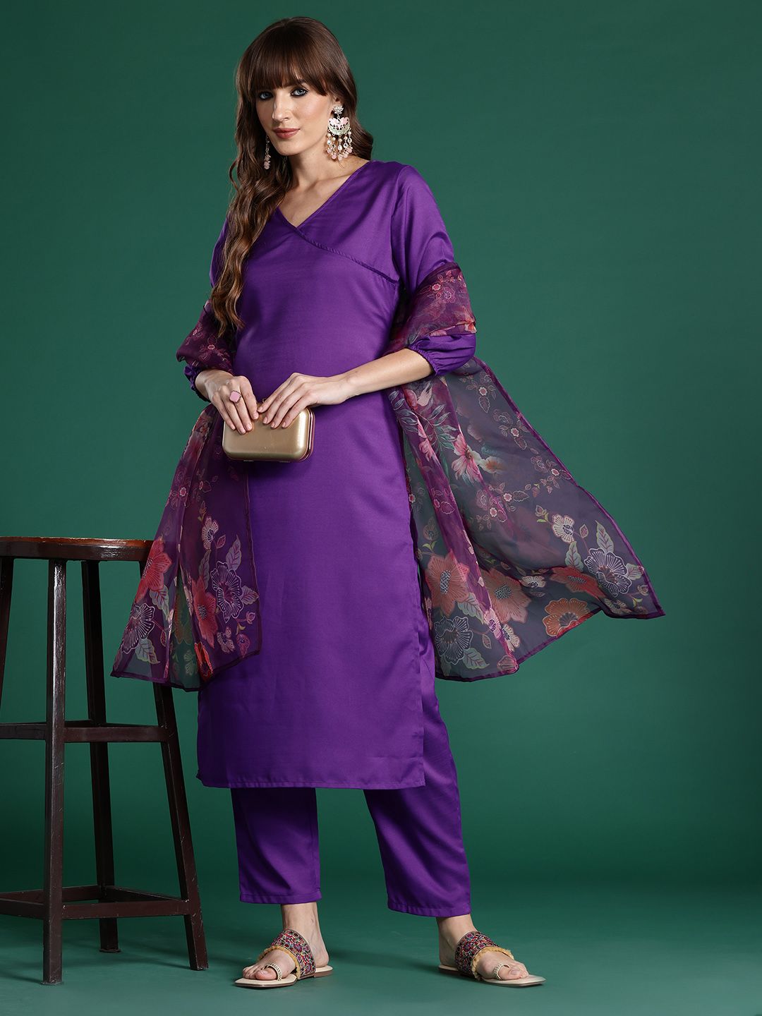 Dhiyona IE Angrakha Kurta with Trousers & With Dupatta