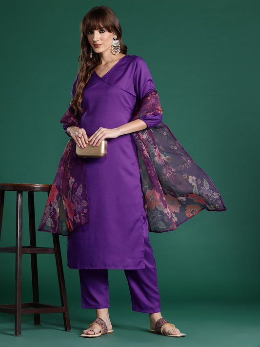 Dhiyona IE Angrakha Kurta with Trousers & With Dupatta