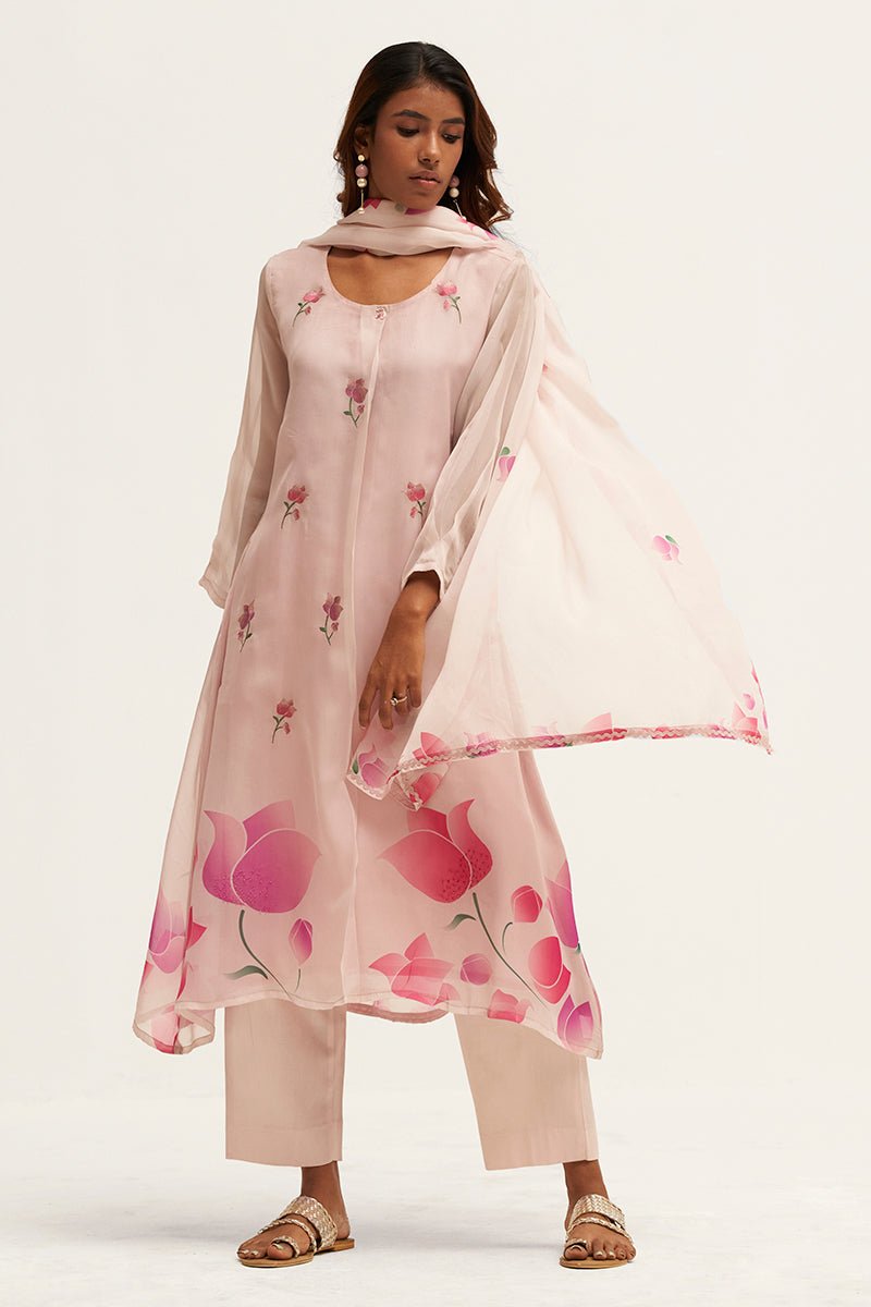 Women's Light Pink Organza Salwar Suit