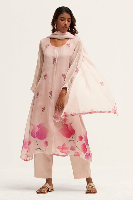Women's Light Pink Organza Salwar Suit
