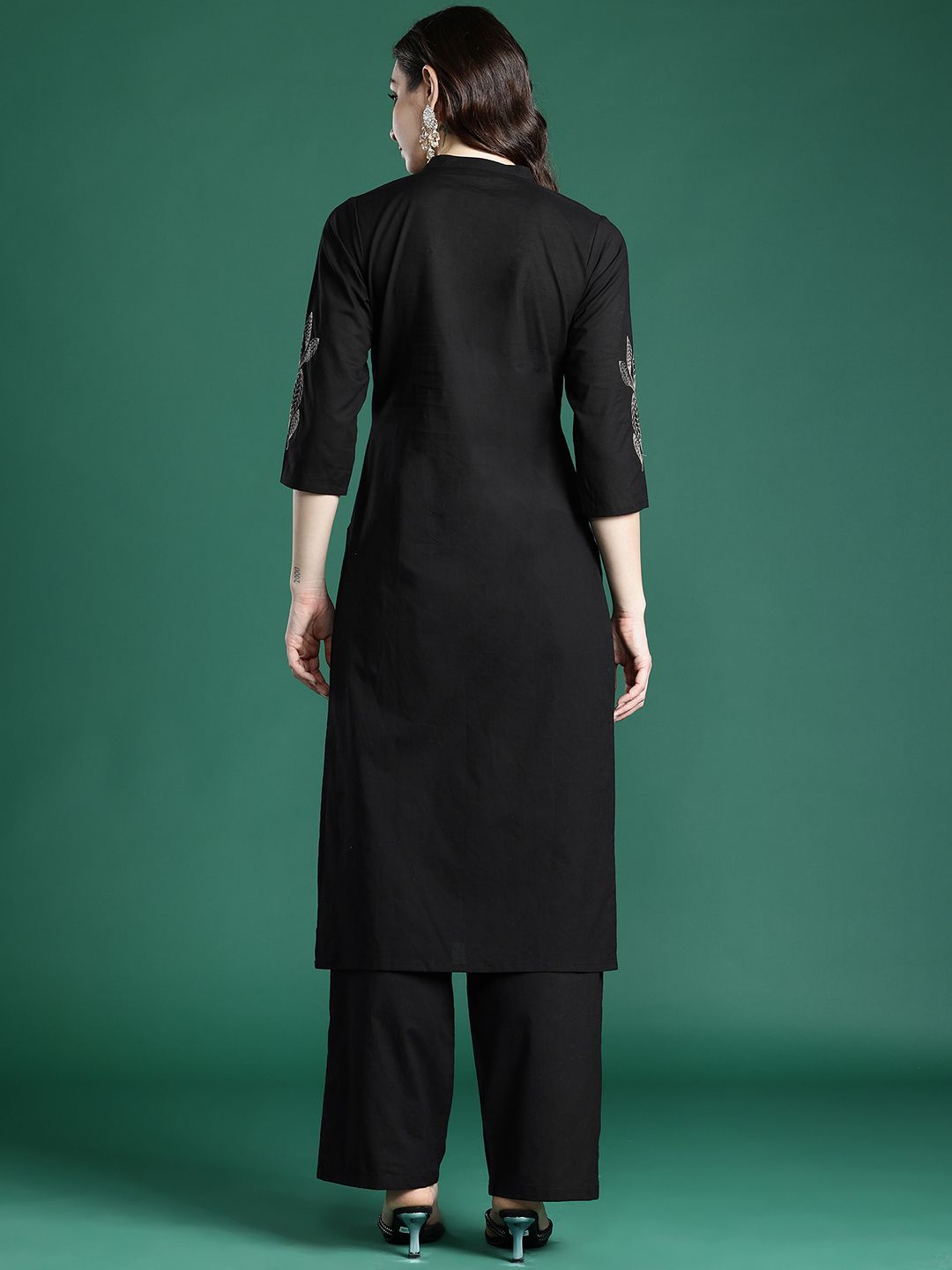 Floral Embroidered Pure Cotton Kurta with Trousers