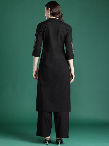 Floral Embroidered Pure Cotton Kurta with Trousers