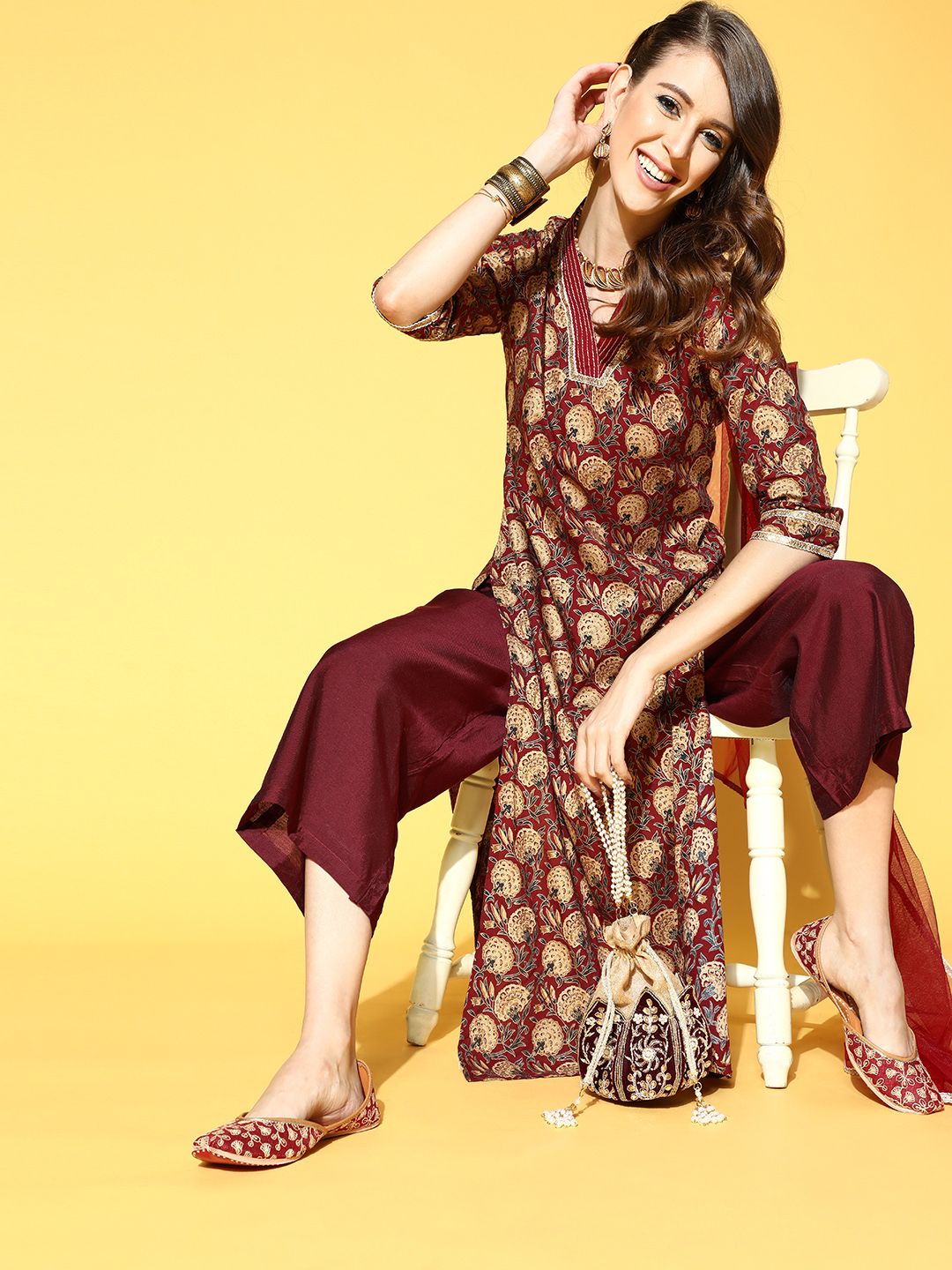Floral Cotton Blend Kurta Set