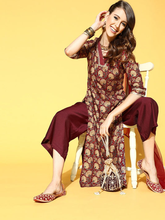Floral Cotton Blend Kurta Set