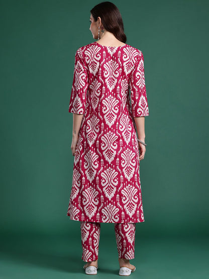 Women Ethnic Motifs Printed Pure Cotton Kurta with Trousers