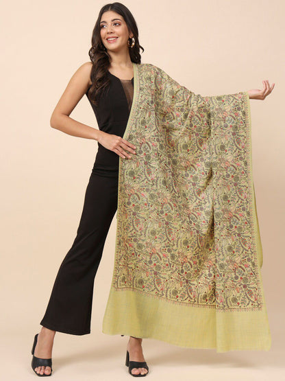 Dhiyona PA Floral Embroidered Pure Woolen Shawl