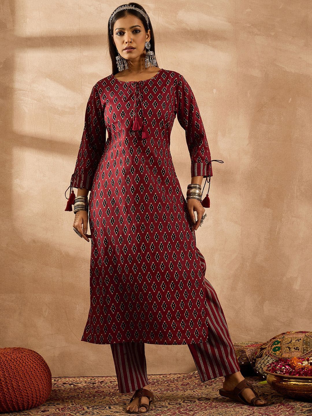 Women Ethnic Motifs Printed Regular Pure Cotton Kurta with Palazzos