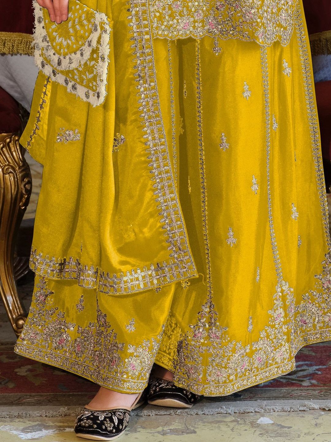 Dhiyona IE Women Ethnic Motifs Embroidered Kurta with Sharara & With Dupatta