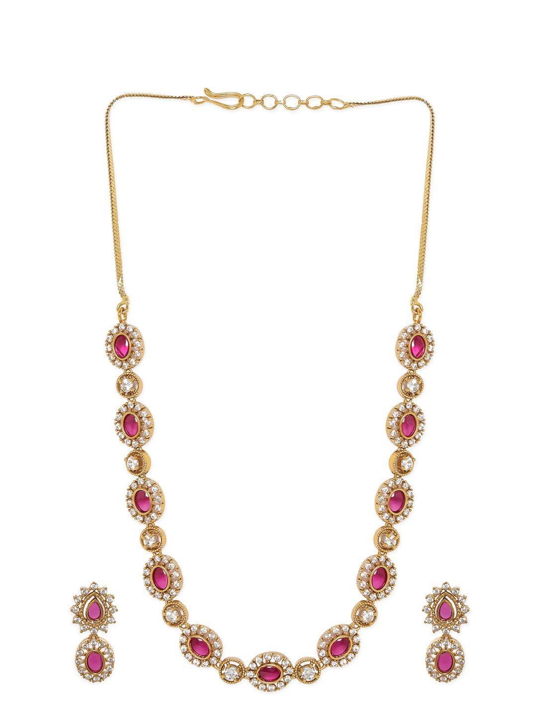 Dhiyona RJ Women's Gold Plated Stone Studded Jewellery Set