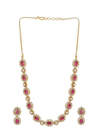 Dhiyona RJ Women's Gold Plated Stone Studded Jewellery Set