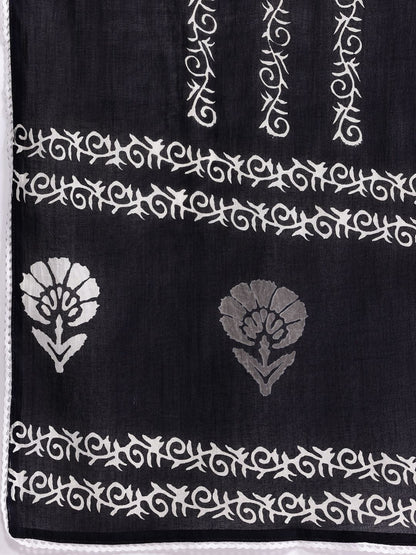 Dhiyona IE Floral Printed Regular Pure Cotton Kurta With Trousers & Dupatta