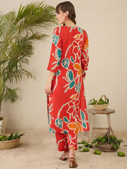Dhiyona IE Printed Straight Tunic & Trousers Co-Ord Set