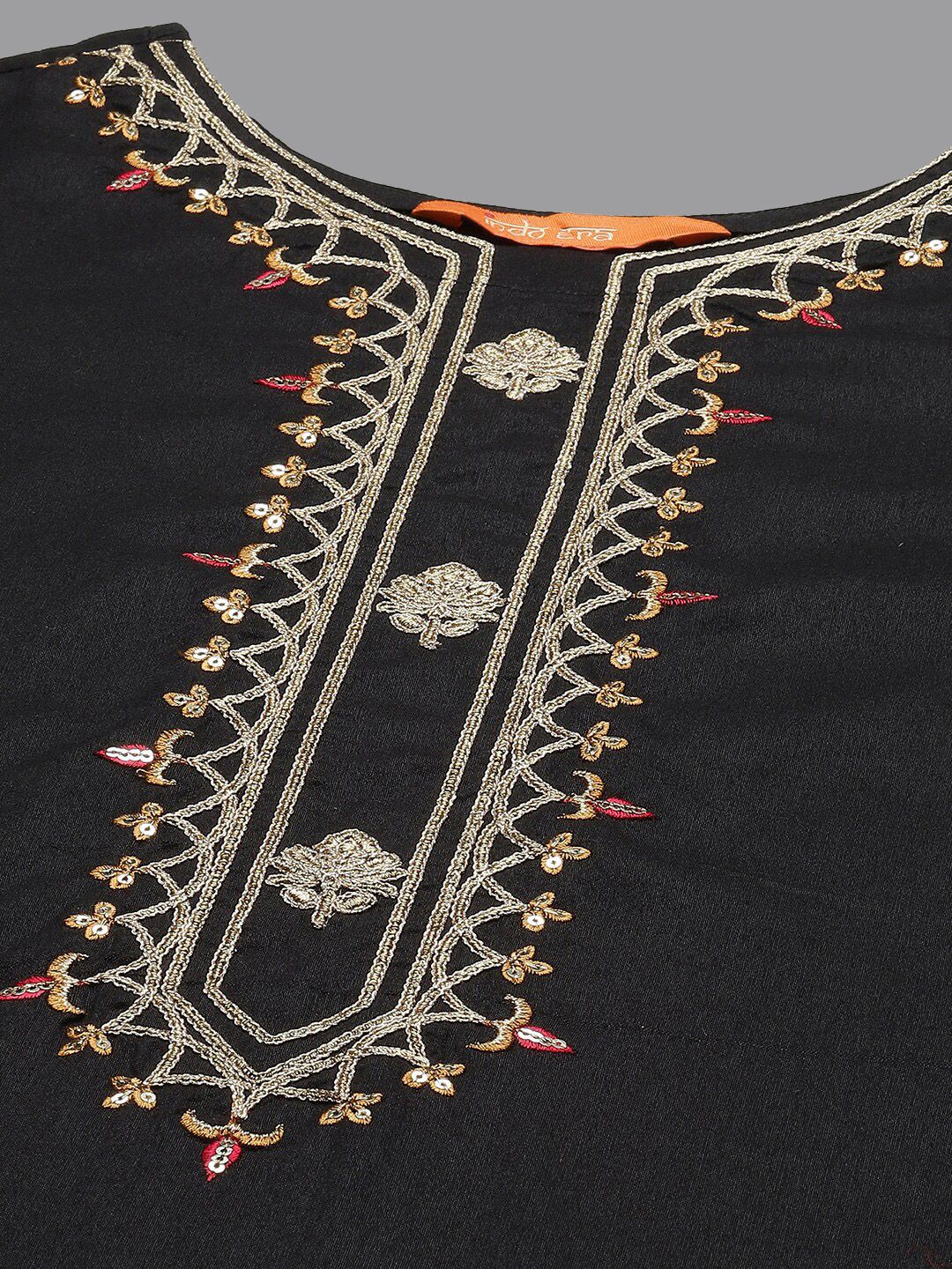 Embroidered Sequinned Kurta with Trousers & Dupatta