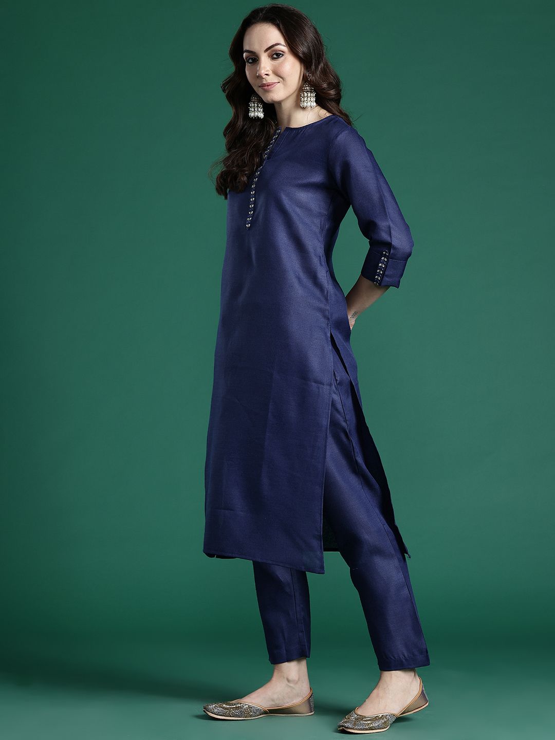 Ethnic Motifs Embroidered Kurta with Trousers & Dupatta