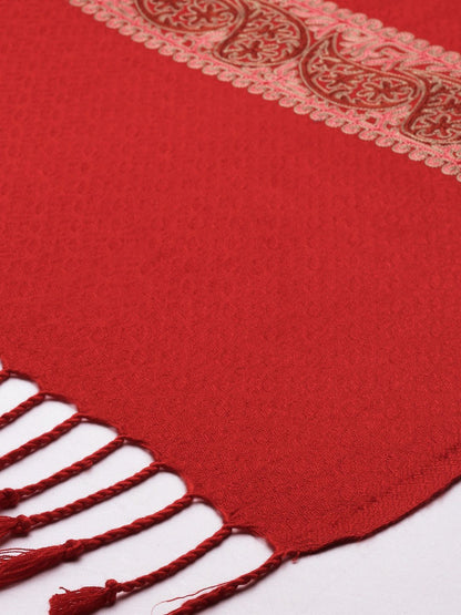 Dhiyona PA Women Red & Beige Aari Embroidered Shawl