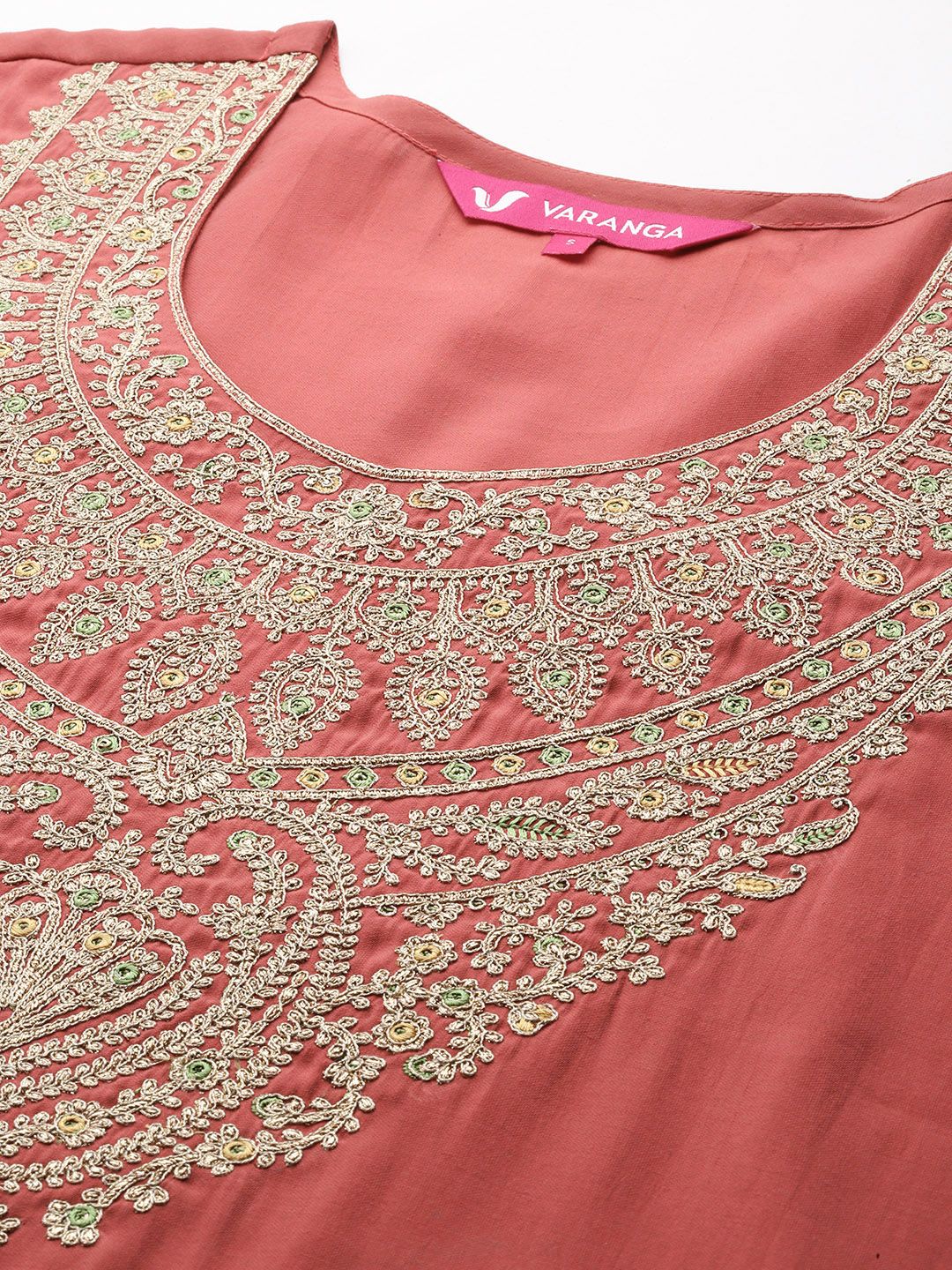 Dhiyona VA Women'sEthnic Motifs Yoke Design Zari Kurta With Palazzos & Dupatta