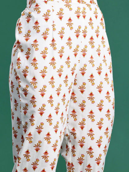 Dhiyona IE Floral Printed Pure Cotton Kurta with Palazzos & Dupatta