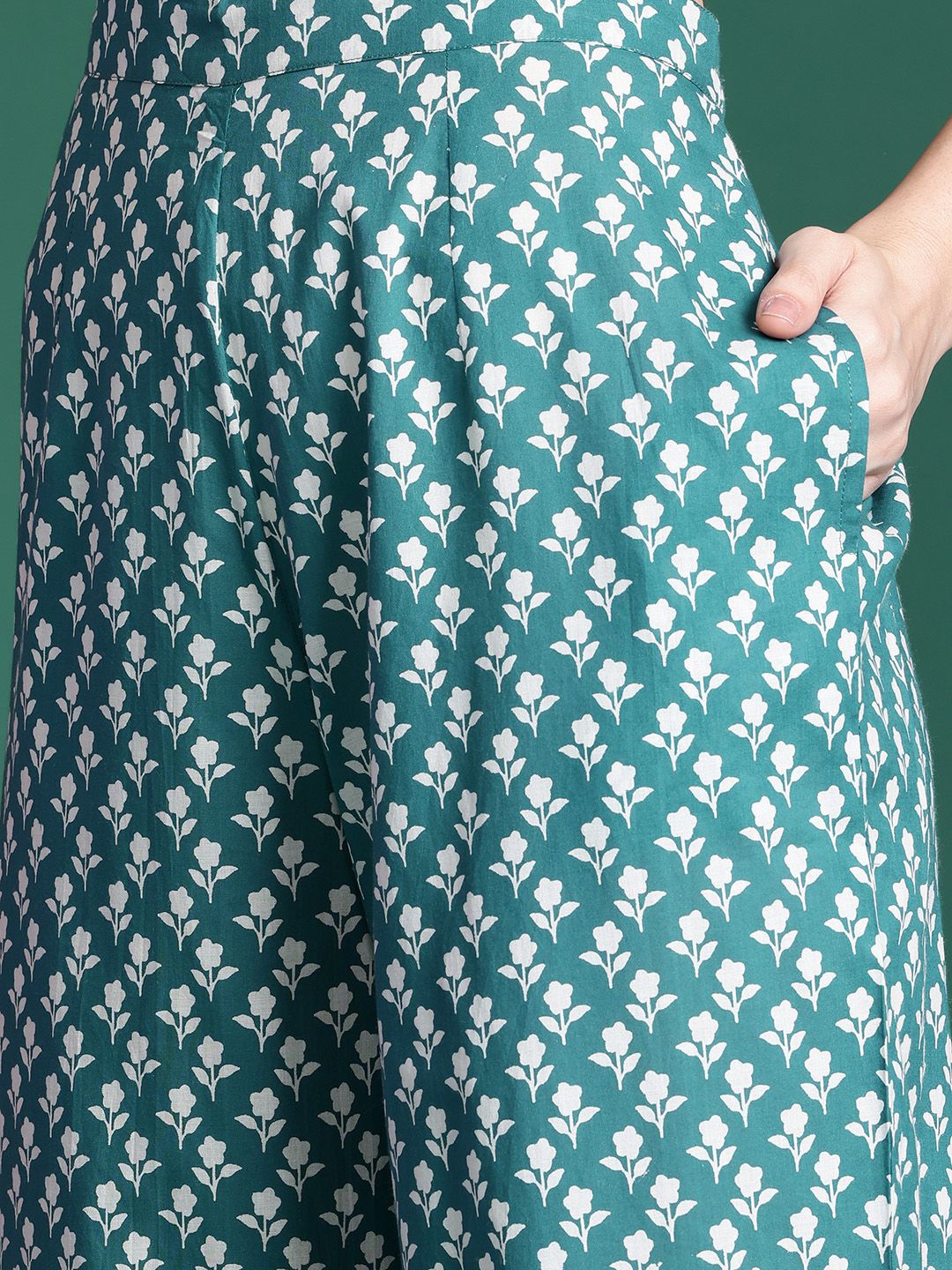 Ethnic Motifs Pure Cotton Kurta with Trousers & Dupatta